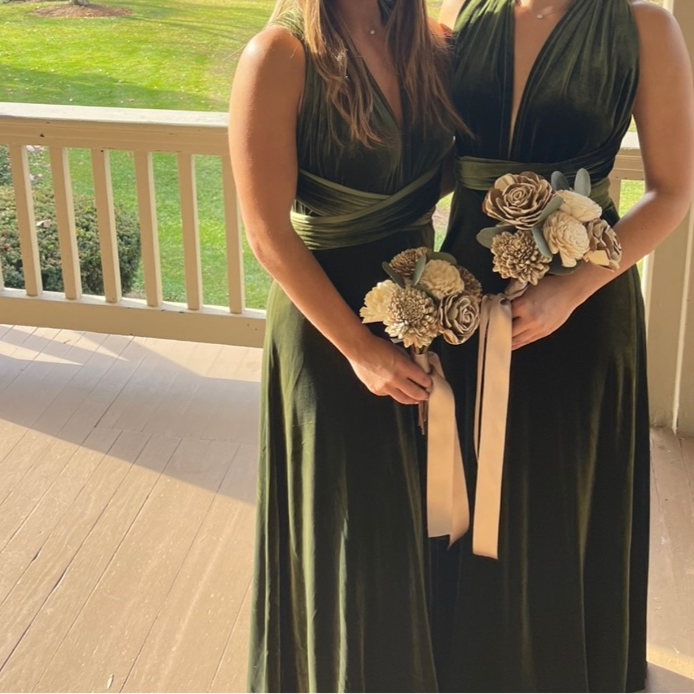 Micah Convertible Velvet Dress olive